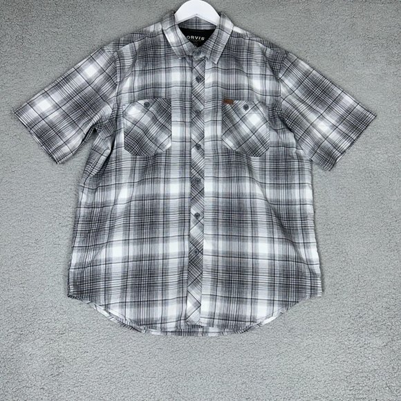 Orvis Men's Large Shirt Plaid Button Down Performance Short Sleeves Casual - Picture 1 of 11